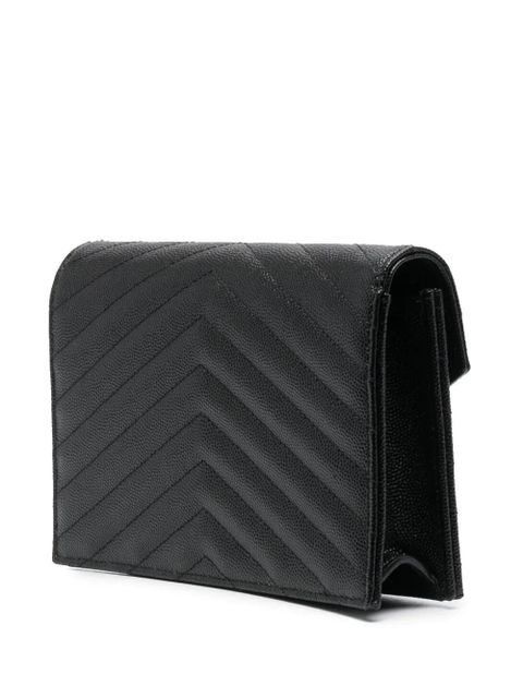Saint Laurent Cassandre leather wallet-on-chain - Black