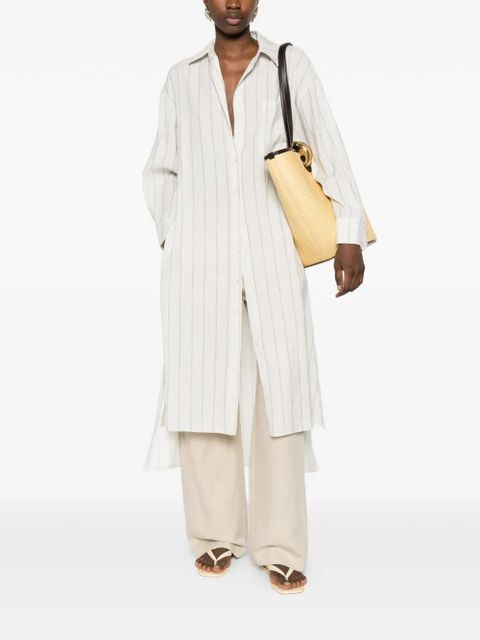 Eleh striped-pattern chest-pocket midi shirt dress - Neutrals - zdjęcie produktu nr 2