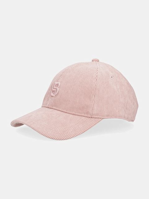 BOSS czapka z daszkiem welurowa kolor różowy z aplikacją 50544419 - zdjęcie produktu nr 1