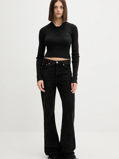 Tommy Jeans sweter damski kolor czarny lekki DW0DW21829