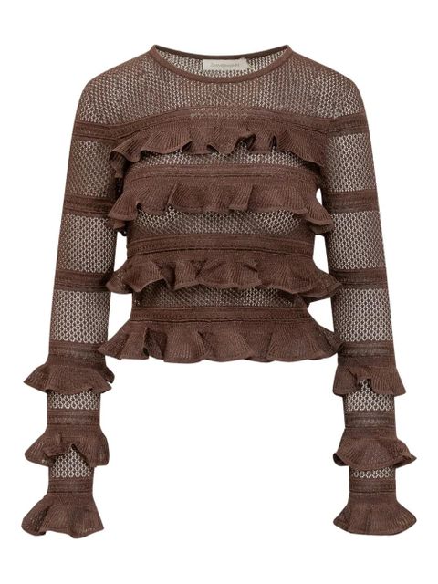 ZIMMERMANN panelled ruffled top - Brown - zdjęcie produktu nr 1