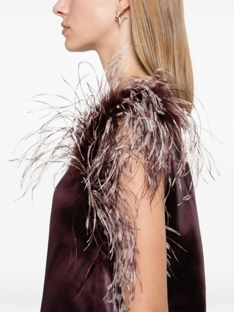 Ferragamo feather-bouquet asymmetric top - Purple