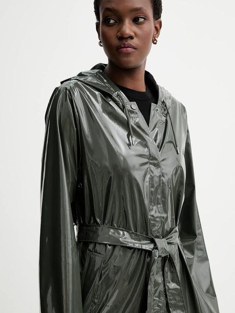 Rains kurtka 12040 A-Line Longer W Jacket kolor zielony przejściowa 12040