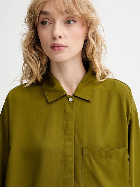 Marc O'Polo koszula damska kolor zielony relaxed z kołnierzykiem klasycznym 509152542109