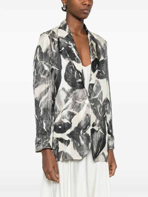 Alysi Monopetto floral single-breasted jacket - White