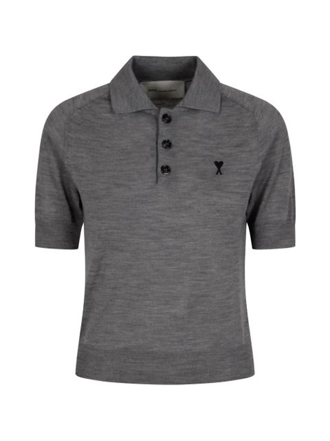 AMI Paris logo-embroidered polo top - Grey - zdjęcie produktu nr 1