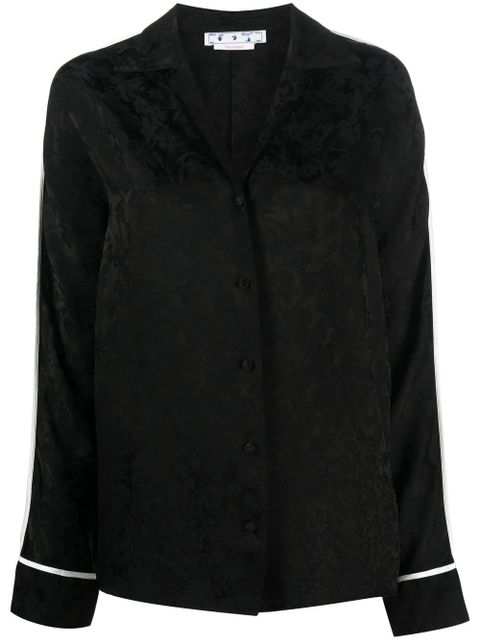 Off-White floral jacquard V-neck blouse - Black - zdjęcie produktu nr 1