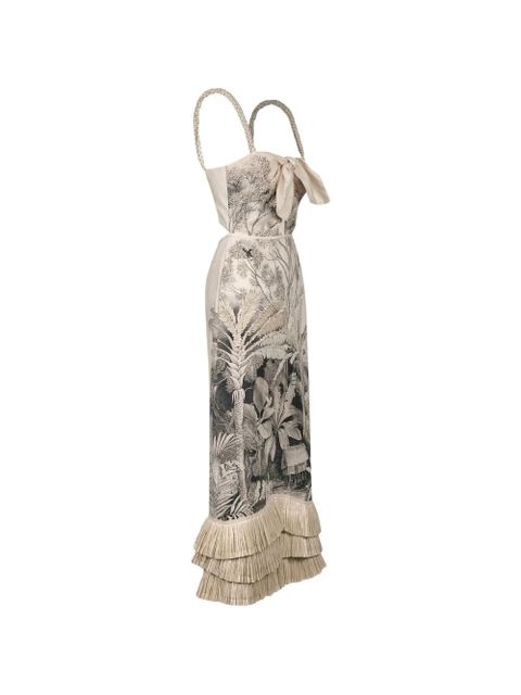Johanna Ortiz Invictus graphic-pattern midi dress - Neutrals