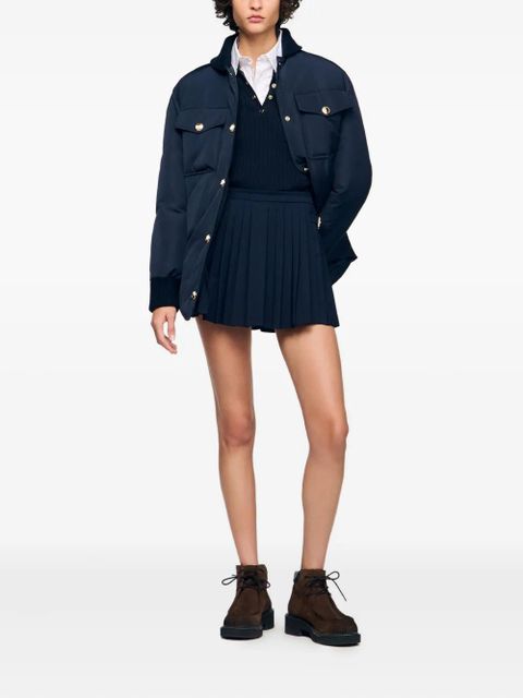 SANDRO pleated buckle-fastening mini skirt - Blue