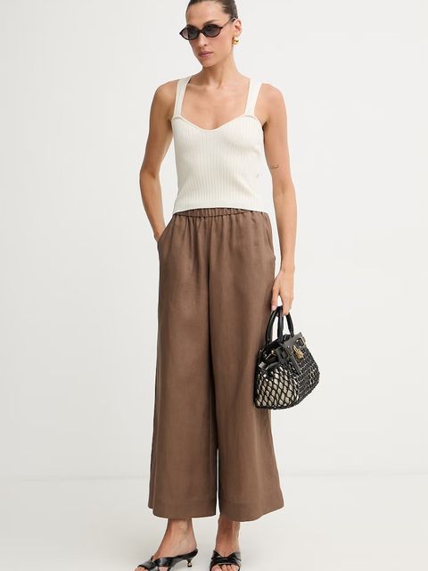 MM by Max Mara spodnie damskie lniane CANNETI - zdjęcie produktu nr 1