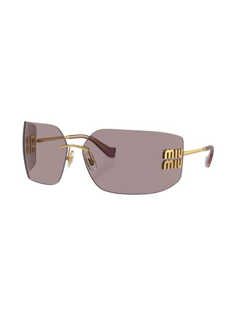 Miu Miu Eyewear logo oversize-frameless sunglasses - Gold - zdjęcie produktu nr 2