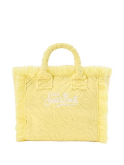 MC2 Saint Barth mini Vanity zebra-embossed frayed tote bag - Yellow