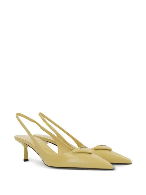 Prada triangle-logo leather pumps - Yellow