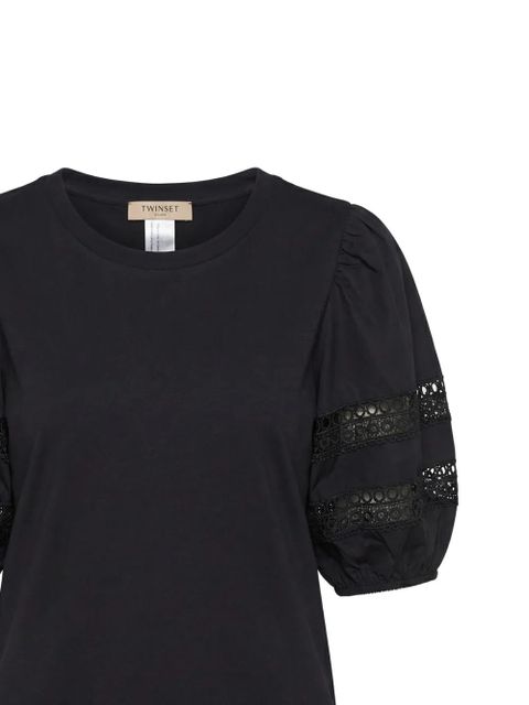 TWINSET lace-detail puff-sleeve T-shirt - Black - zdjęcie produktu nr 2