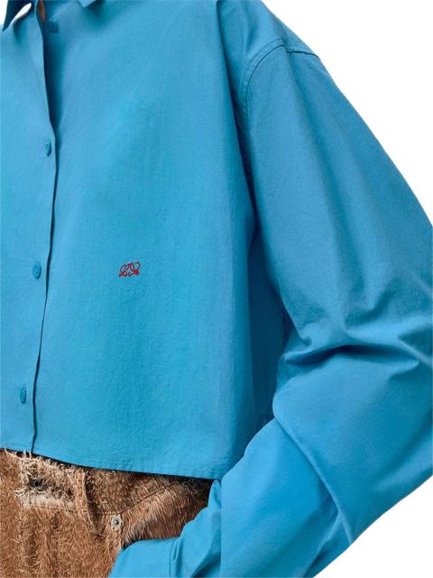 LOEWE cropped Anagram-embroidered shirt - Blue