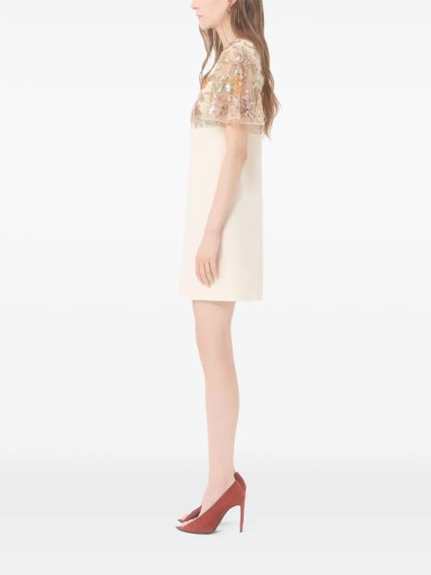 Valentino Garavani embroidered crepe couture short dress - Neutrals