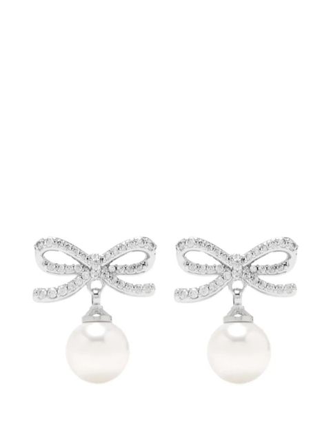 Self-Portrait bow pearl earrings - Silver - zdjęcie produktu nr 1