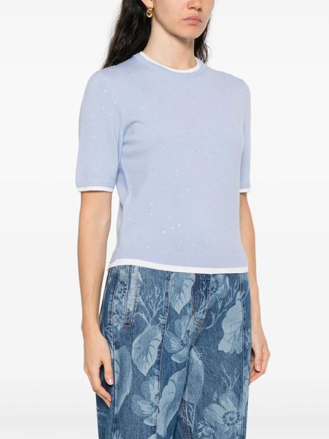 Maje rhinestone-embellished T-shirt - Blue