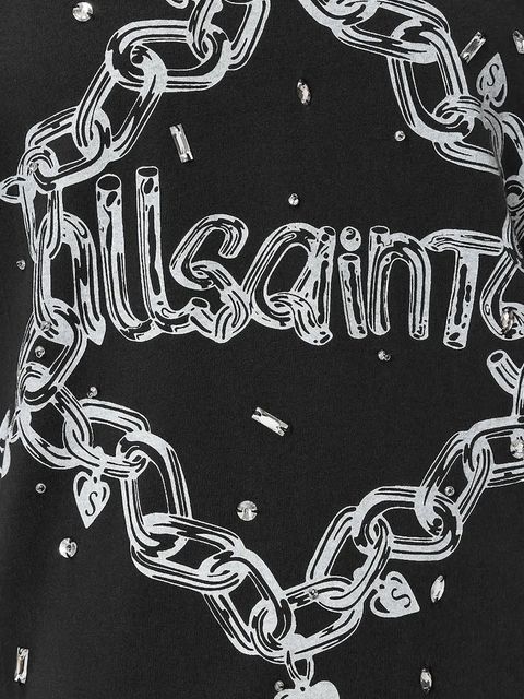 AllSaints sukienka bawełniana DRIP kolor czarny mini oversize W082DD