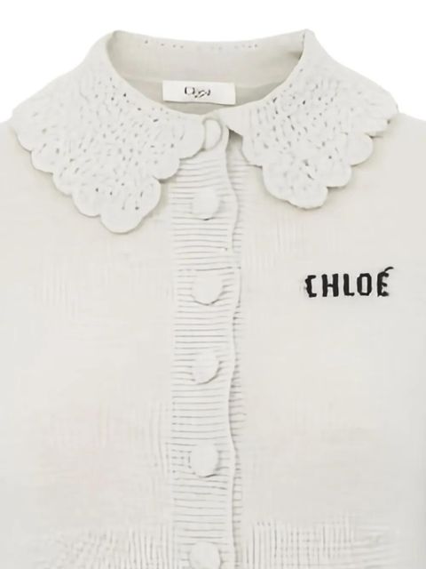 Chloé embroidered-logo cardigan - Grey - zdjęcie produktu nr 2