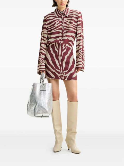 Essentiel Antwerp zebra-print padded-shoulder mini dress - Red