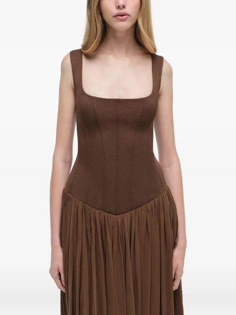 Simkhai Jamie square-neck midi dress - Brown