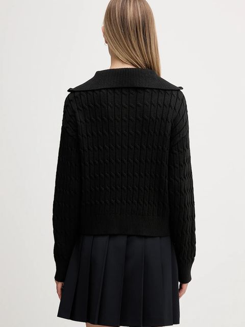 Tommy Hilfiger sweter bawełniany damski kolor czarny z golfem WW0WW47643