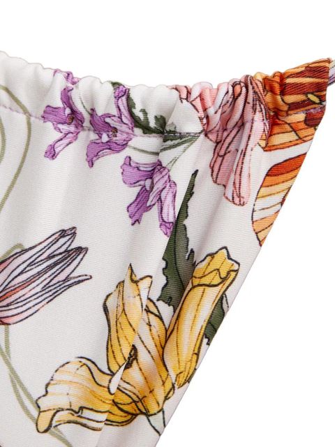 Agua By Agua Bendita Alexis floral-print ring-details bikini bottom - White
