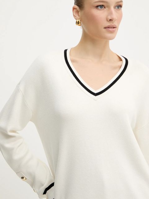 Liu Jo sweter z domieszką jedwabiu damski kolor beżowy TF5229.MS59L