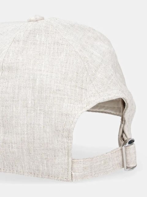 BOSS czapka z daszkiem lniana kolor beżowy gładka 50539507