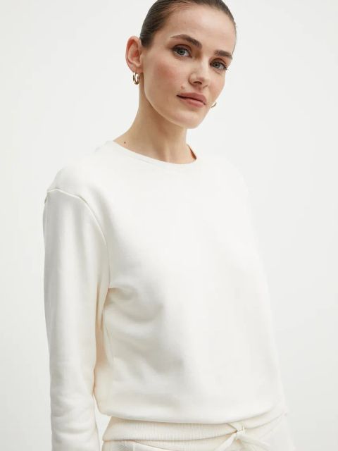 Armani Exchange bluza bawełniana damska kolor beżowy gładka XW000499 AF12804