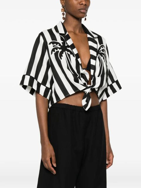 FARM Rio striped palm tree shirt - Black
