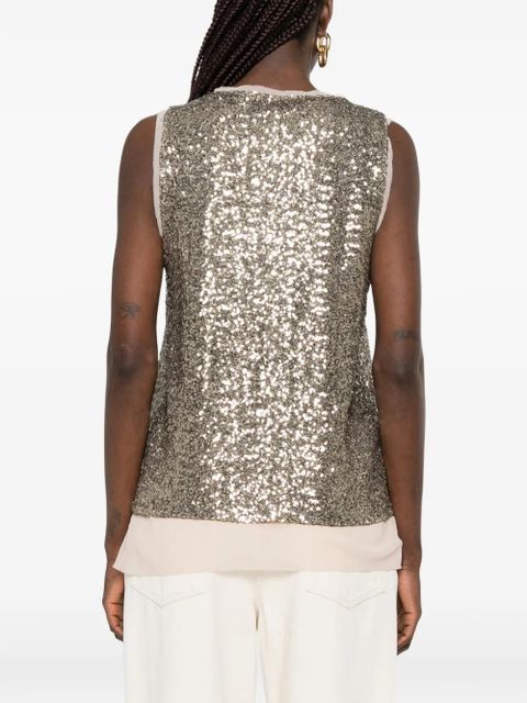 PINKO sequin-embellished layered top - Gold