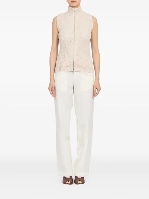 MM6 Maison Margiela zip-up distressed knitted vest - Pink - zdjęcie produktu nr 2