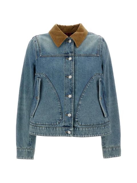 Alexander McQueen corduroy-collar denim jacket - Blue - zdjęcie produktu nr 1