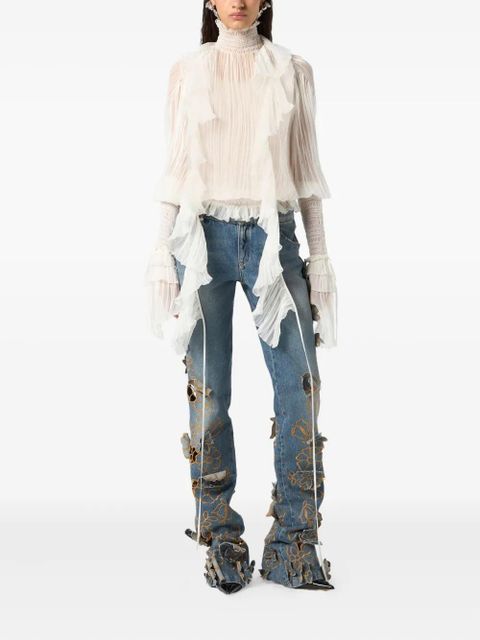 Blumarine pleated ruffle top - White