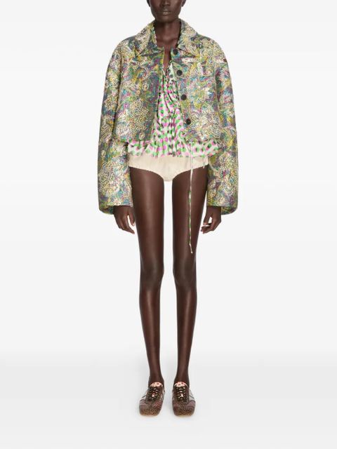 DRIES VAN NOTEN jacquard-pattern jacket - Green - zdjęcie produktu nr 2