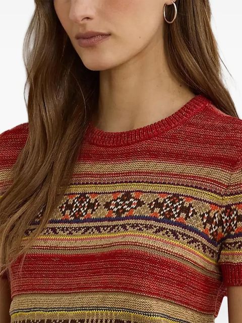 Lauren Ralph Lauren Geo-stripe short-sleeve sweater - Red