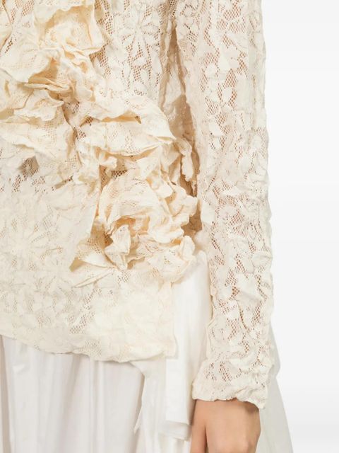 Comme Des Garçons ruffled lace top - Neutrals
