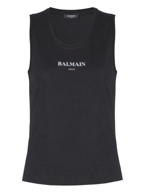 Balmain logo-print cotton top - Black - zdjęcie produktu nr 1