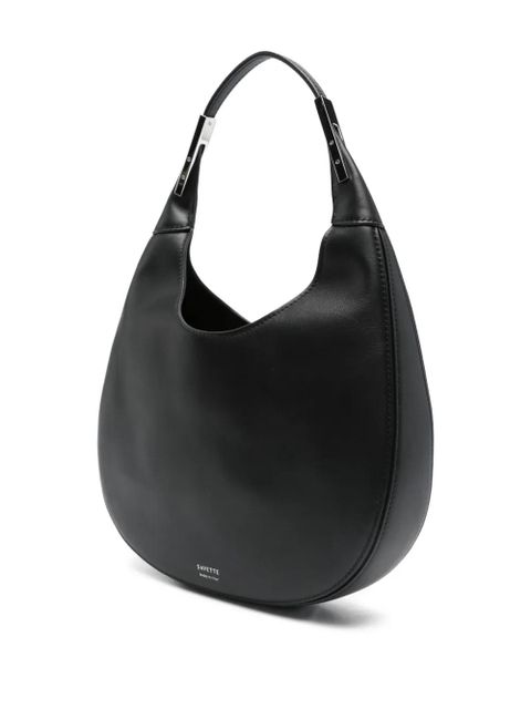 Savette small Florence crescent-shaped leather shoulder bag - Black
