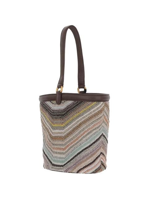 Missoni chevron-knit leather-trim shoulder bag - Neutrals