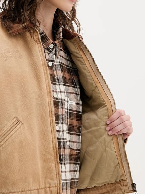 Guess Originals kurtka jeansowa kolor brązowy przejściowa W5BN80 WG163