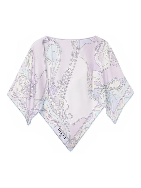 PUCCI orchidee print silk cape blouse - Purple