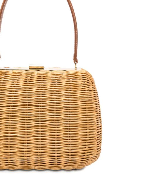 Self-Portrait mini Cherry woven top-handle bucket bag - Neutrals