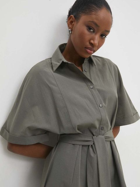 Answear.LAB sukienka kolor zielony maxi rozkloszowana