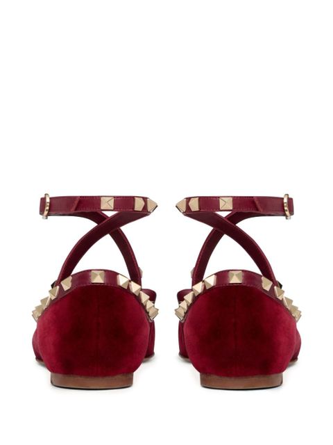 Valentino Garavani Rockstud velvet ballet flats - Red - zdjęcie produktu nr 2