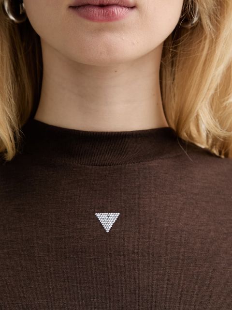 Guess t-shirt z domieszką jedwabiu TINA