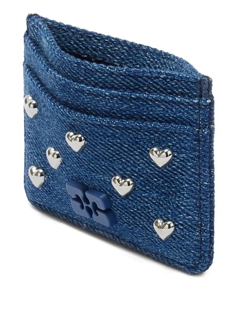 GANNI heart-stud card holder - Blue - zdjęcie produktu nr 2