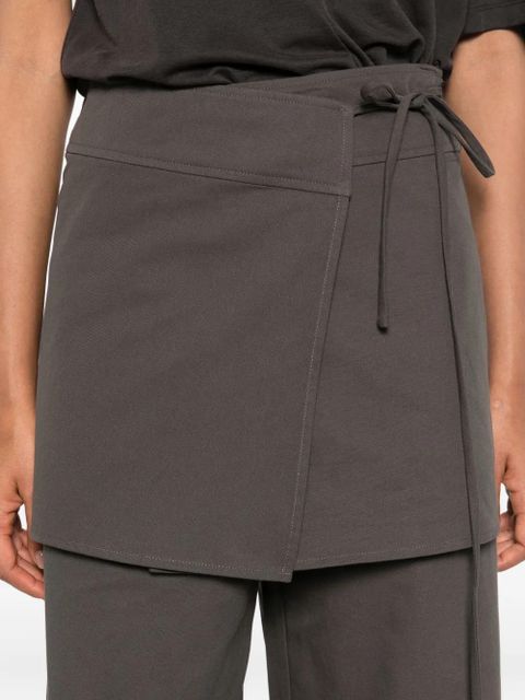 Eleh wrap-effect layered trousers - Brown